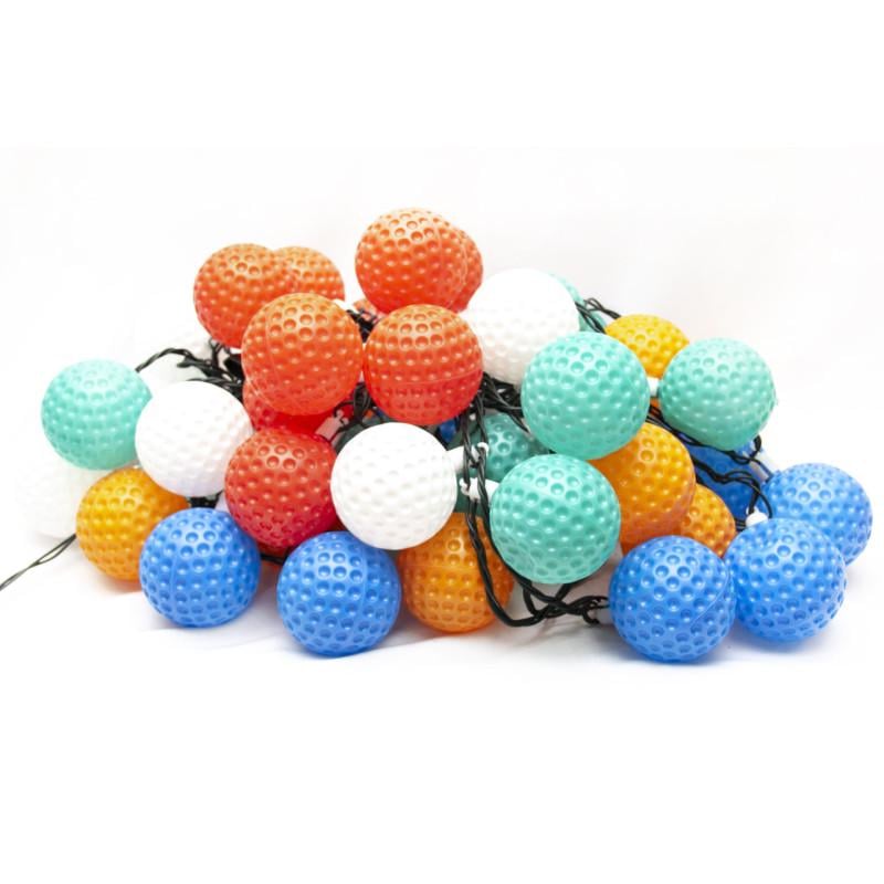 Гирлянда с лампочками накаливания пластиковые шарики 10 м 50 ламп RGB IP44 (050017)