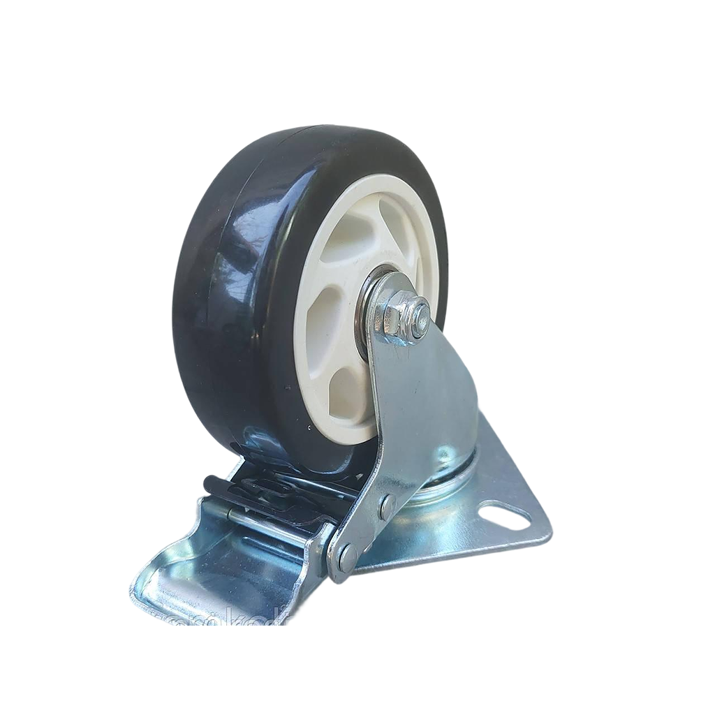 Полиуретановое колесо на площадке с тормозом 100 мм (2528219435) - фото 2