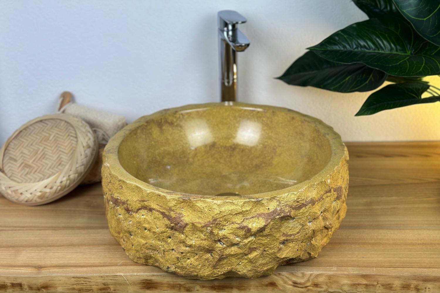 Умывальник из архитектурного бетона под мрамор круглый 44 см (TR_39)