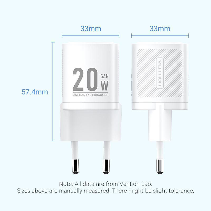 Зарядное устройство для Vention 20W GaN III Type-C 1C EU быстрая зарядка 20Вт Белый (FEPW0-EU) - фото 12