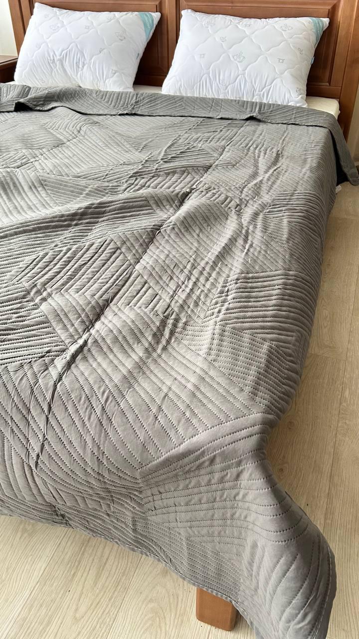 Покрывало двухстороннее Koloco стеганное хлопковое евро 200x230 см Графитовый (К5300В-2) - фото 7