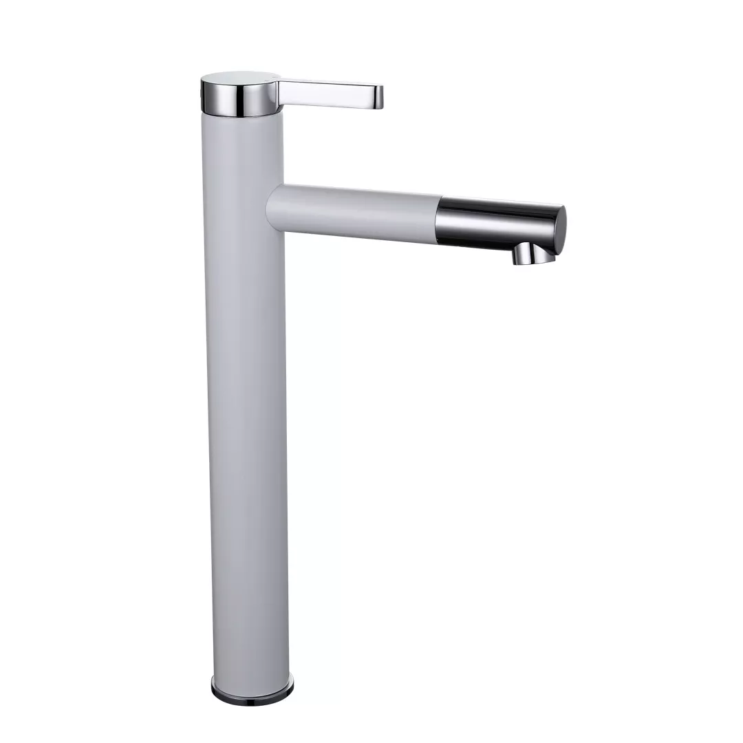 Змішувач для умивальника Frap F1052-15 високий Білий/Хром Змішувач для умивальника Frap F1052-15 високий Білий/Хром