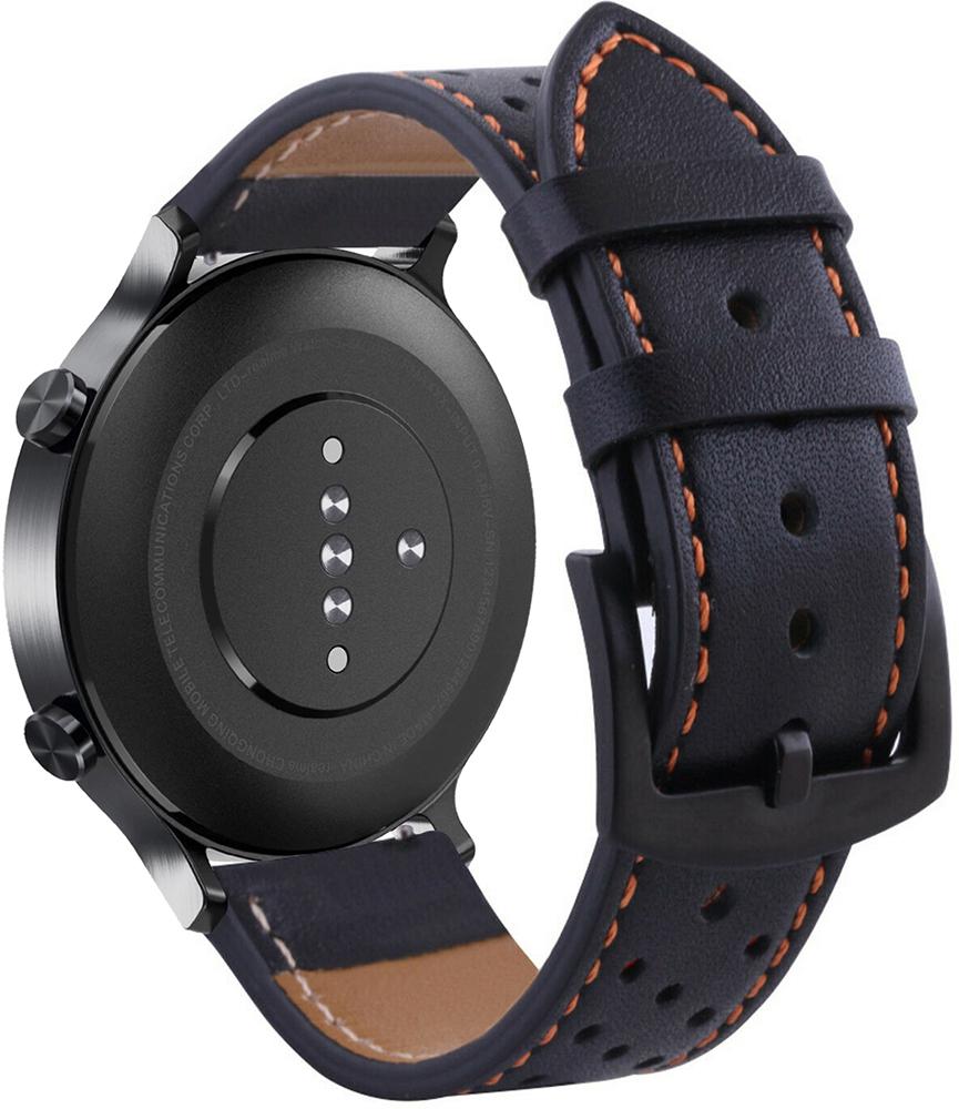 Ремешок кожаный Classico для Realme Watch S 22 мм Black/Orange (22642-54) - фото 1