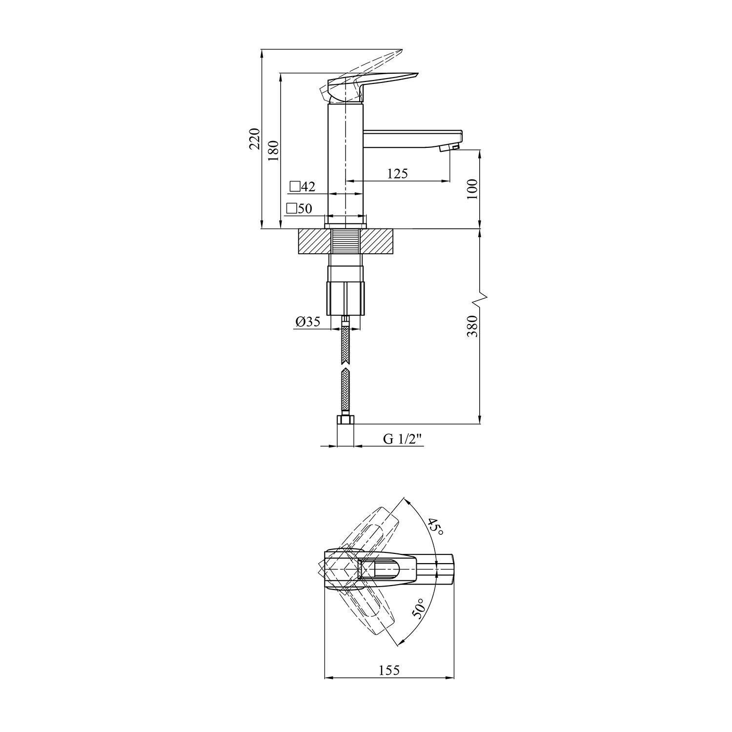 Змішувач для раковини Kroner KRM Kante C010 CV023579 (38130) - фото 2 Змішувач для раковини Kroner KRM Kante C010 CV023579 (38130) - фото 2