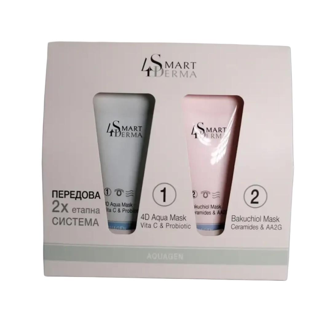 Система интенсивного увлажнения Smart4Derma 4D AQUA MASK + BAKUCHIOL MASK 75 мл+75 мл