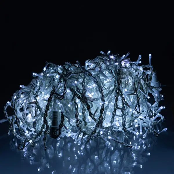 Гирлянда бахрома уличная 600 LED 36 м от сети белая нить Белый - фото 3