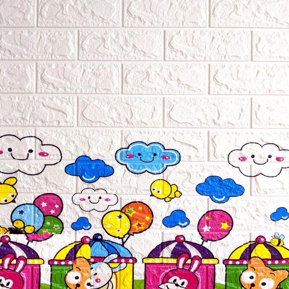 Панель 3D самоклеящаяся Sticker Wall Паровозики под кирпич 700x770x6 мм