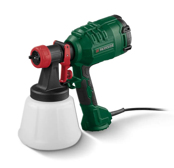 Пистолет для краски PARKSIDE PFS 450 B1 HVLP 450 Вт бак 1200 мл 4 насадки Зеленый