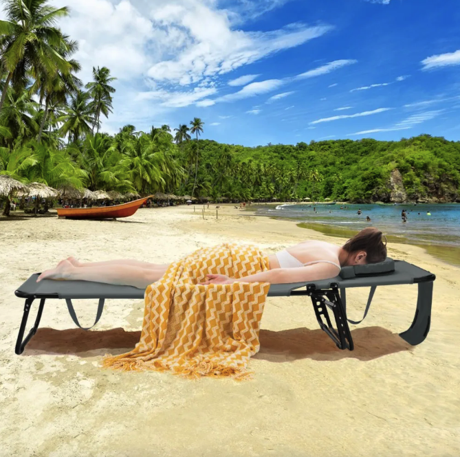 Шезлонг розкладний Costway Hanna з отвором для обличчя Сірий (4891) - фото 2 Шезлонг розкладний Costway Hanna з отвором для обличчя Сірий (4891) - фото 2