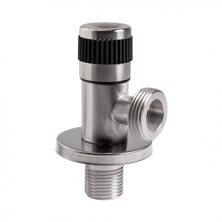 Кран сантехнический угловой HT М3 RS из нержавеющей стали 1/2x3/4" (18500)