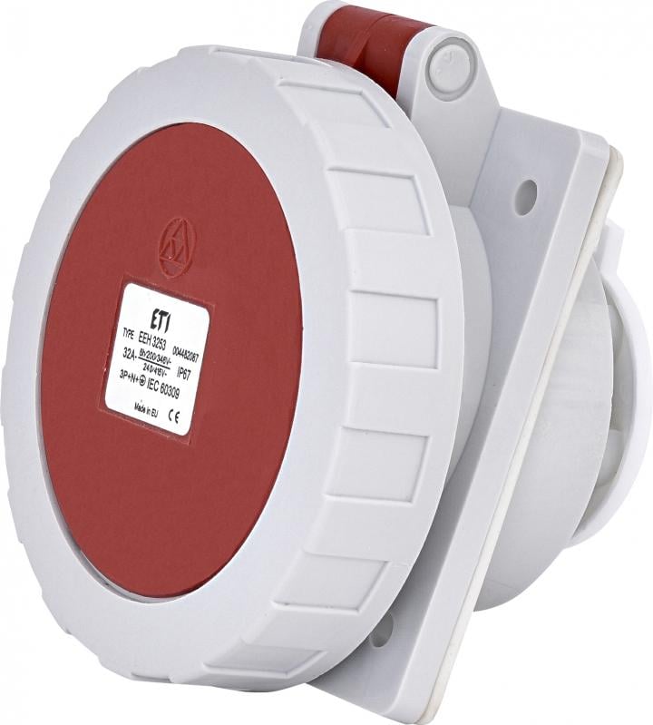 Силовая розетка ETI EEH-3253 3P+N+PE 32А 400 В встроенная IP67 Красный (4482087)