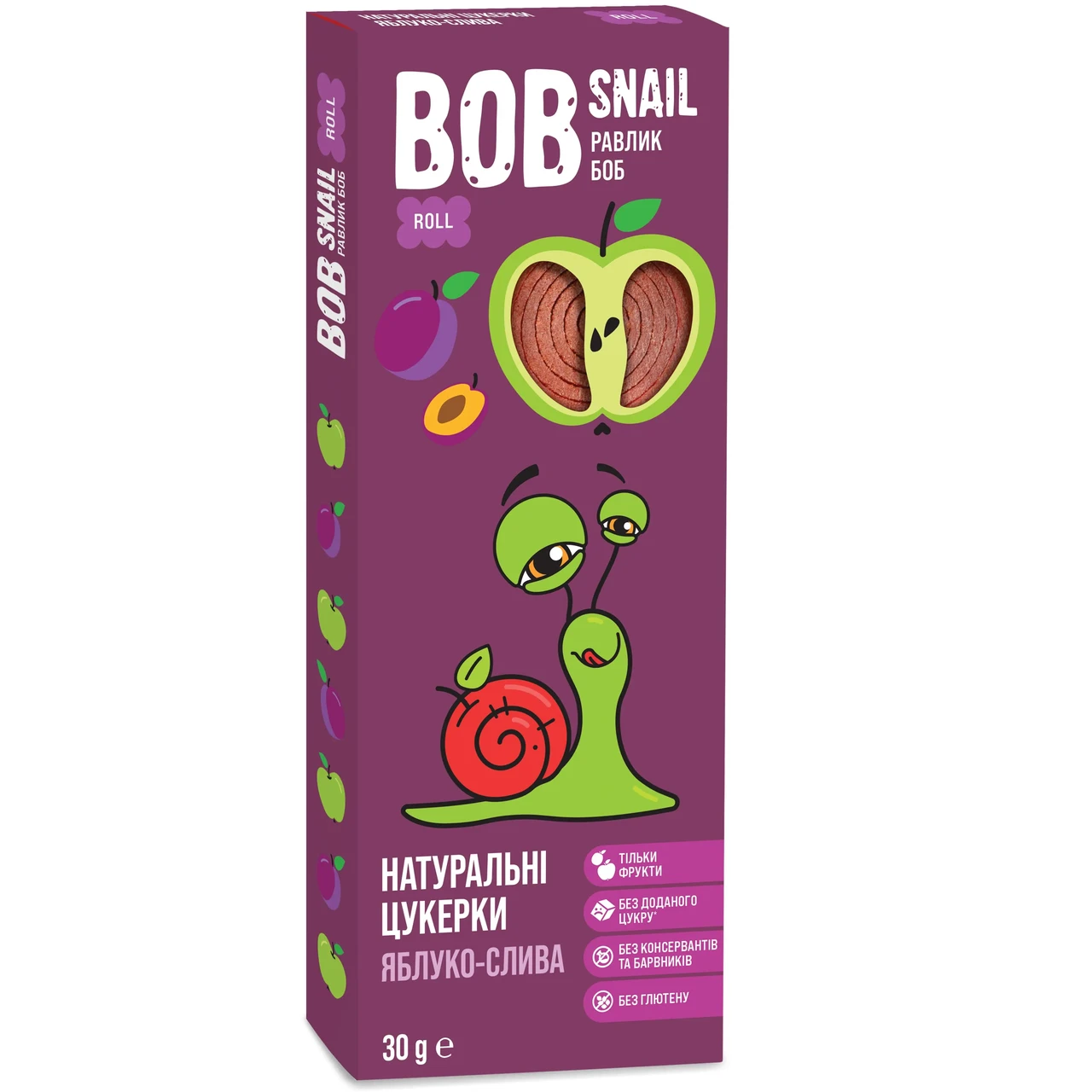 Пастила натуральная Bob Snail Яблочно-сливовая 30г (4820162520279)