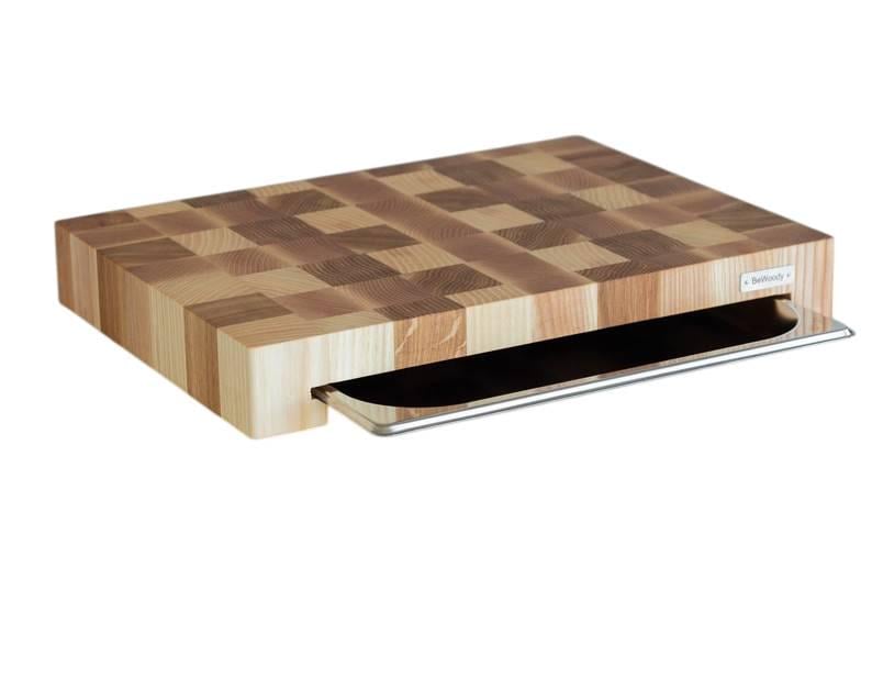 Доска торцевая разделочная BVD55 для кухни с лотком 30х40 см (5732)