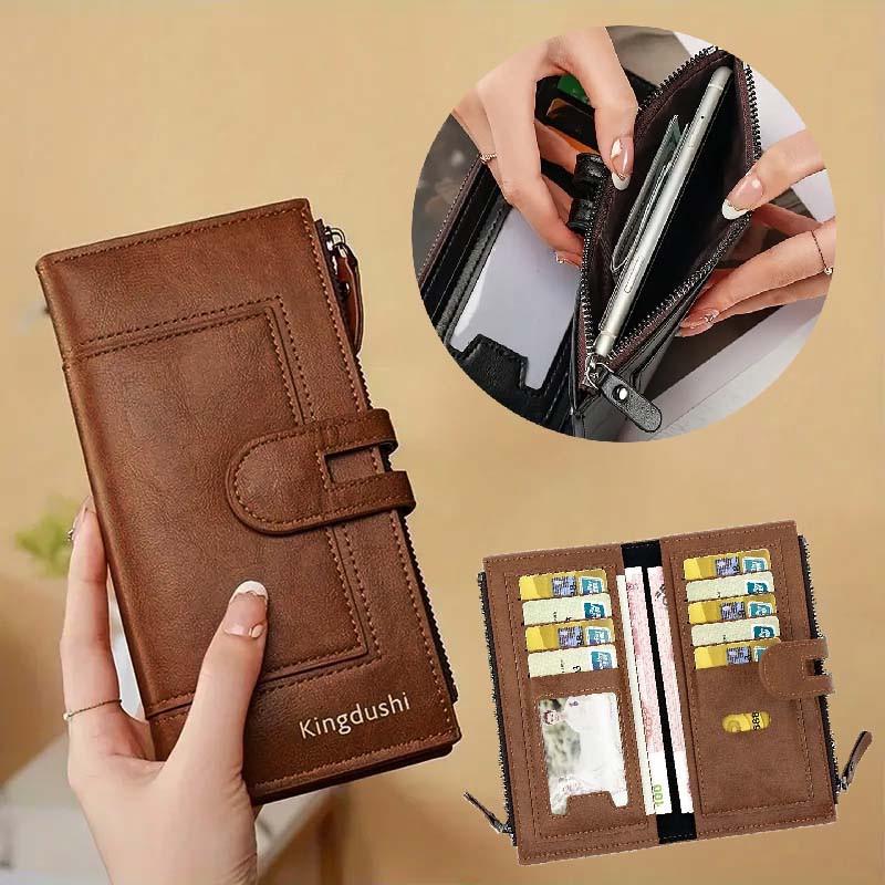 Жіночий гаманець Kingdushi з кишенею для телефону 19х10 см Коричневий - фото 3 Жіночий гаманець Kingdushi з кишенею для телефону 19х10 см Коричневий - фото 3