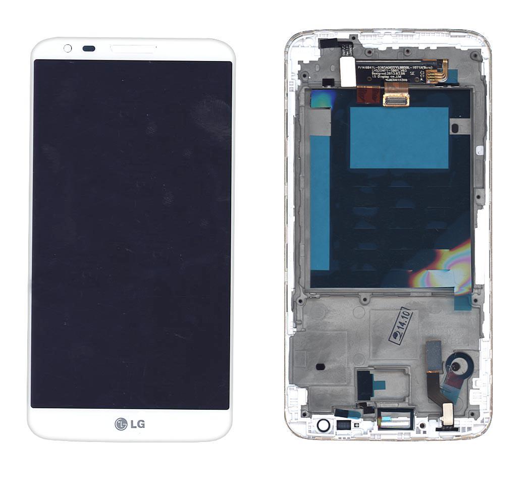 Матрица с тачскрином (модуль) для телефона LG G2 D801 белый с рамкой