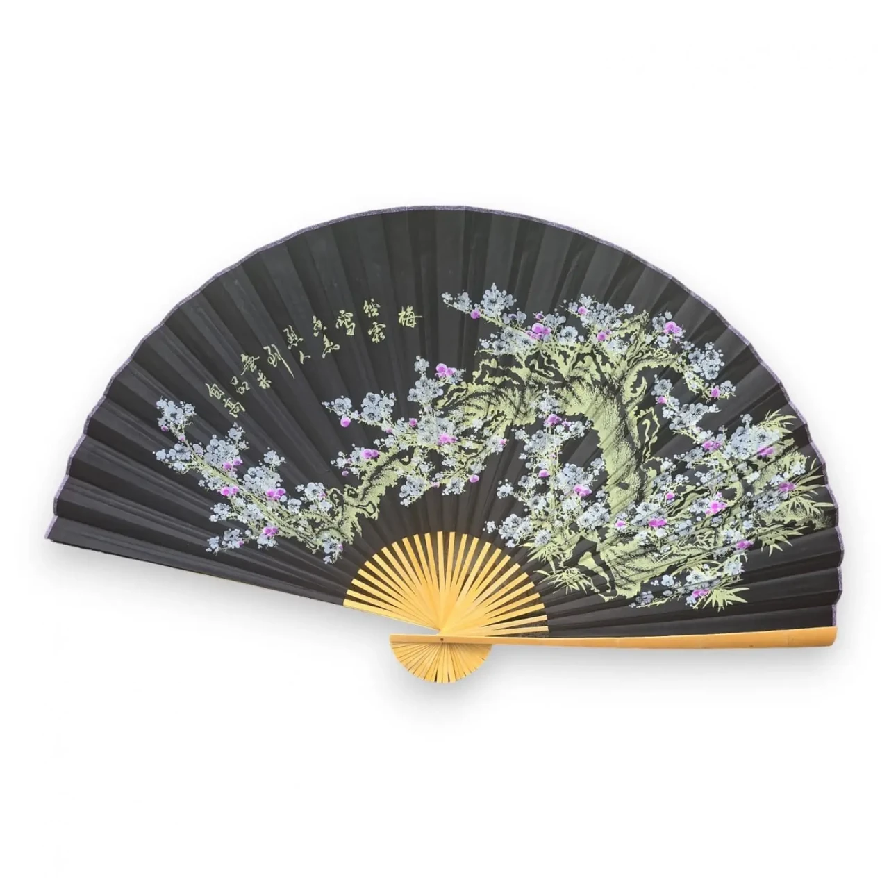 Веер настенный Сакура на черном фоне 122х6 см 211 см (35855)