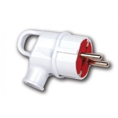 Вилка HOROZ ELECTRIC 300-000-703 кутова з заземленням Білий (27849637)