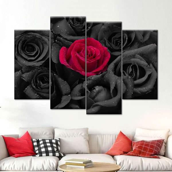 Модульная картина KIL Art Алая роза из четырех частей 129x90 см (M4_L_46)