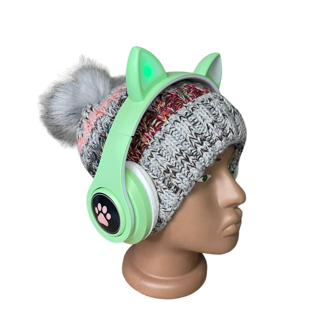 Навушники дитячі Cat Ear В39М підсвічування/FM-радіо/MicroSD/Bluetooth М'ятний - фото 8