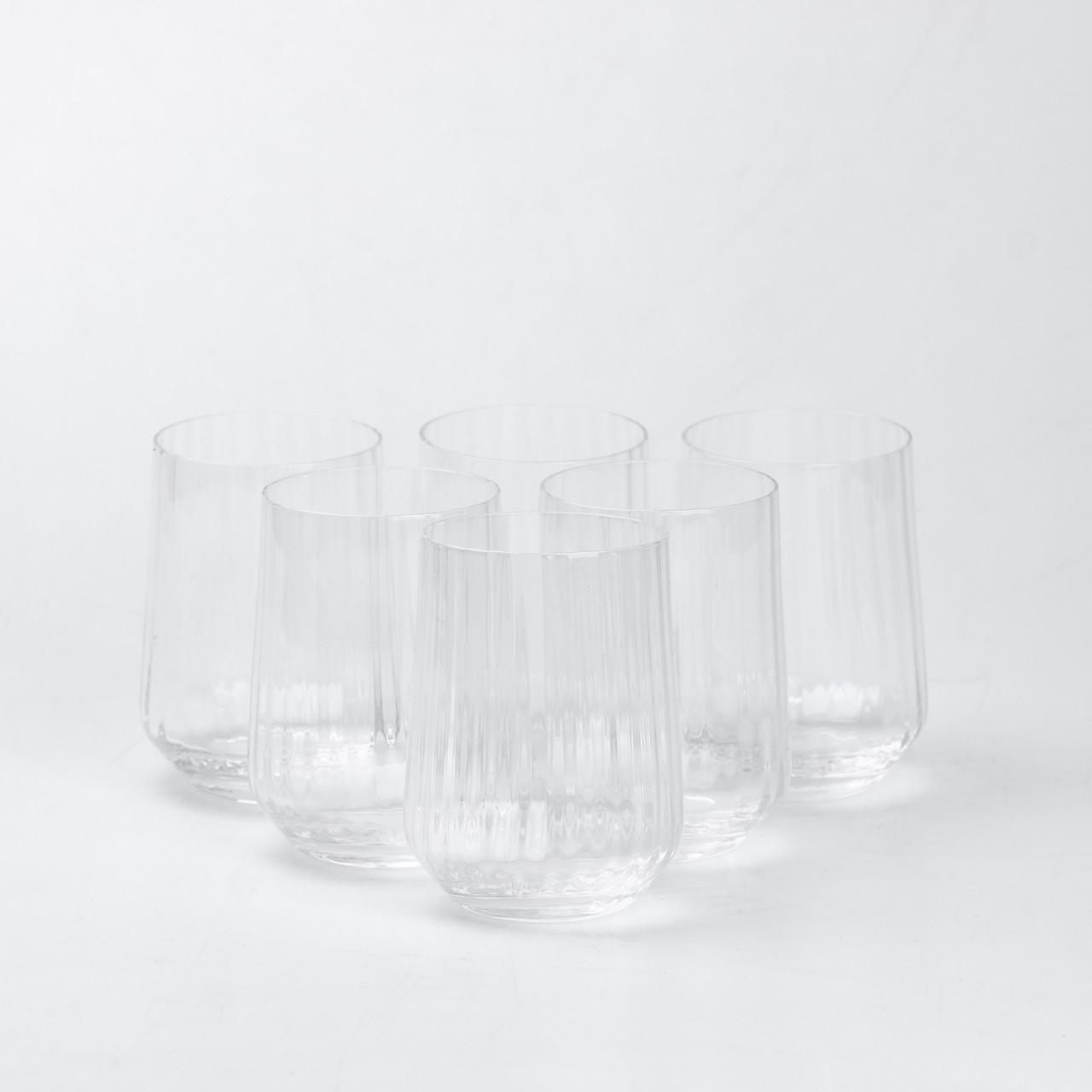 Набор стаканов ребристых 450 мл 6 шт. Прозрачный (3608) - фото 5