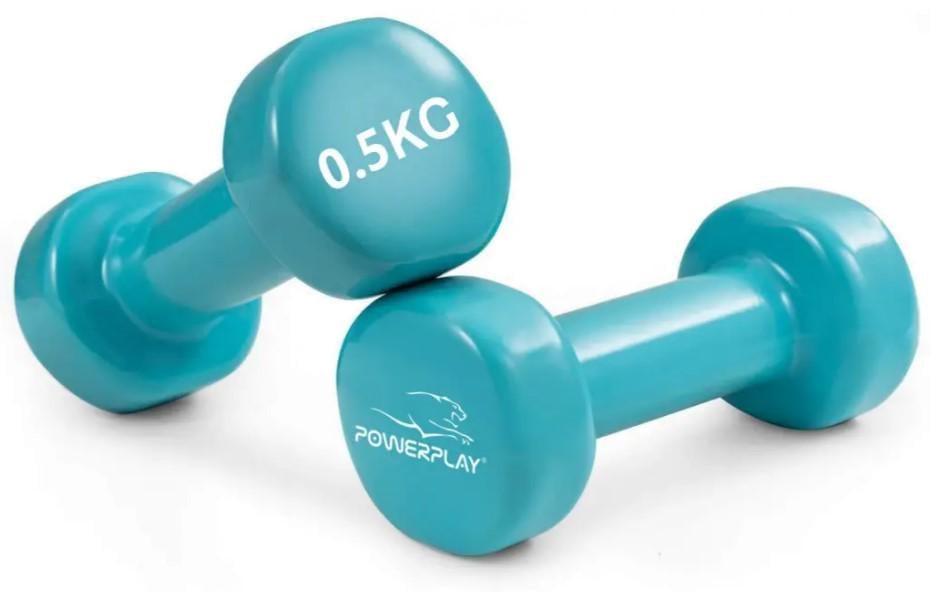 Гантели виниловые PowerPlay PP-4103 0,5 кг 2 шт. Голубой (PP_4103_2x0,5kg)