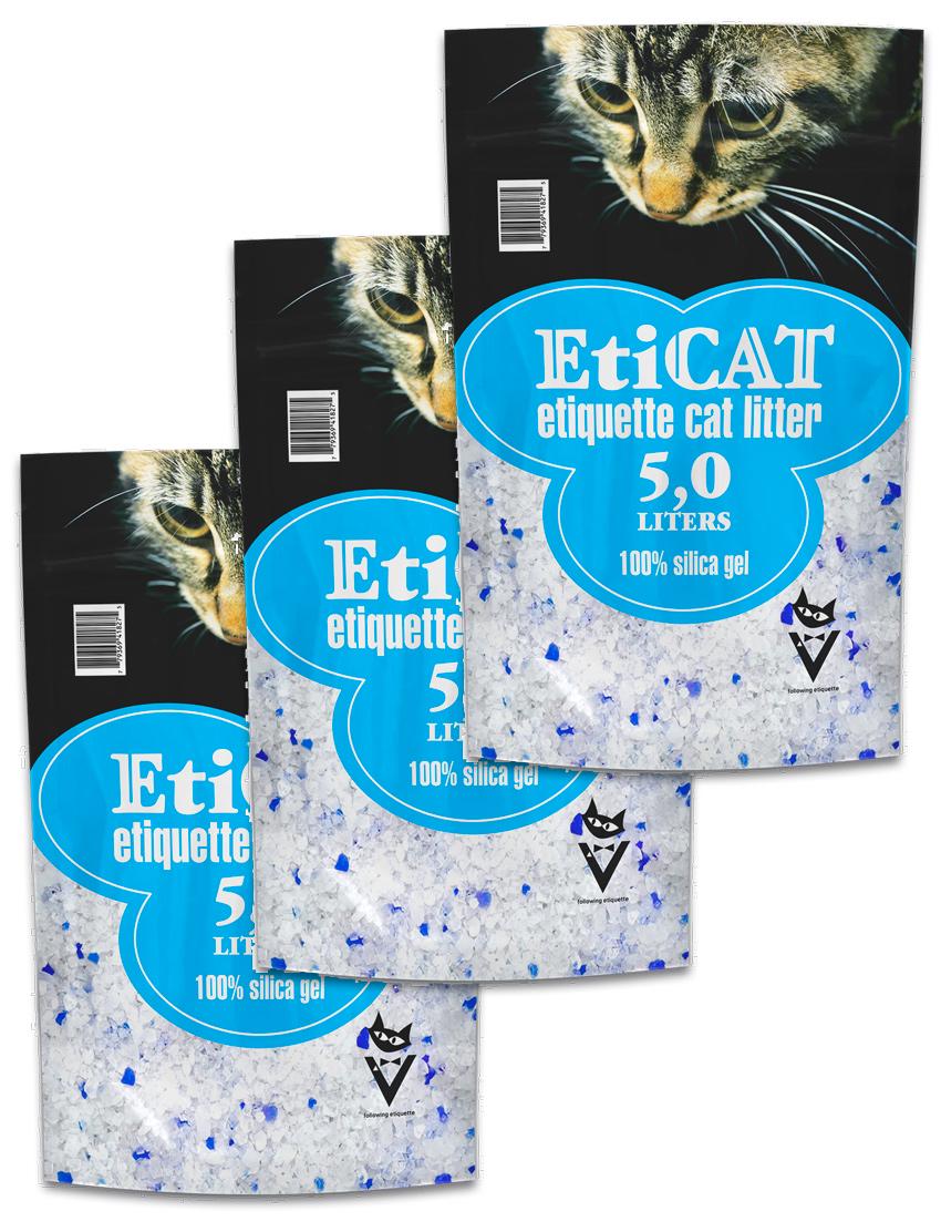 Наповнювач для котячого туалету Eticat силікагелевий 5,0 л 3 шт.