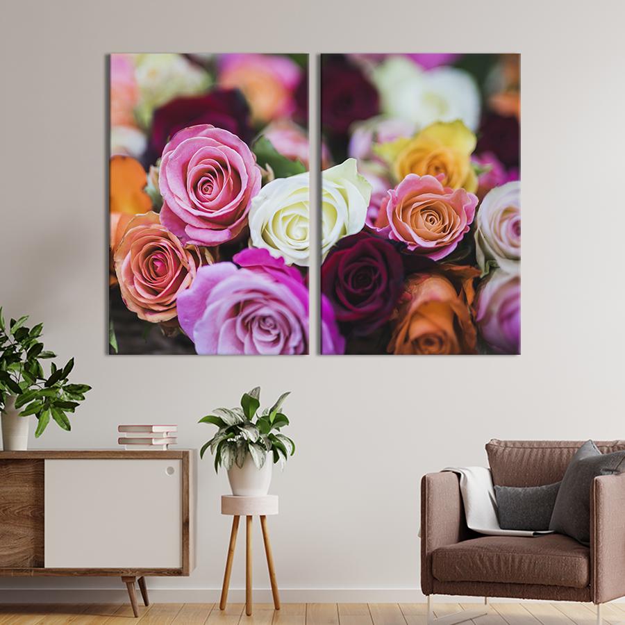 Картина на холсте Изобилие разноцветных роз 165x122 см (915-2)