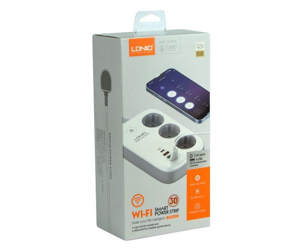 Подовжувач мережевий LDNIO SEW3452 3 ports/PD/3USB/1 QC 3.0/1 Type-C/WiFi White - фото 2