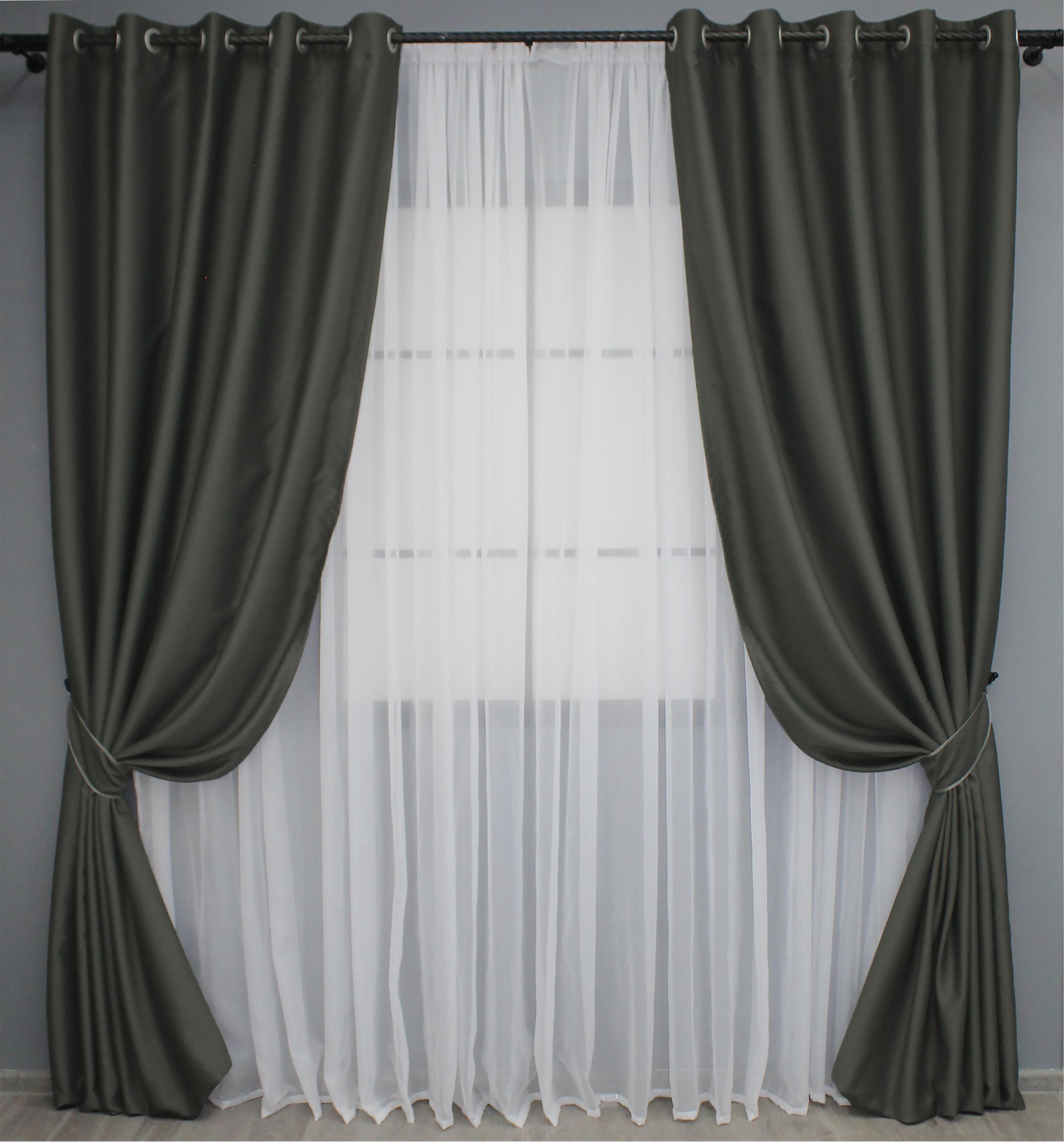 Комплект штор на люверсах VR-Textil Midnight № 1400ш 150х270 см 2 шт. Темно-сірий (37-0140) - фото 1 Комплект штор на люверсах VR-Textil Midnight № 1400ш 150х270 см 2 шт. Темно-сірий (37-0140) - фото 1