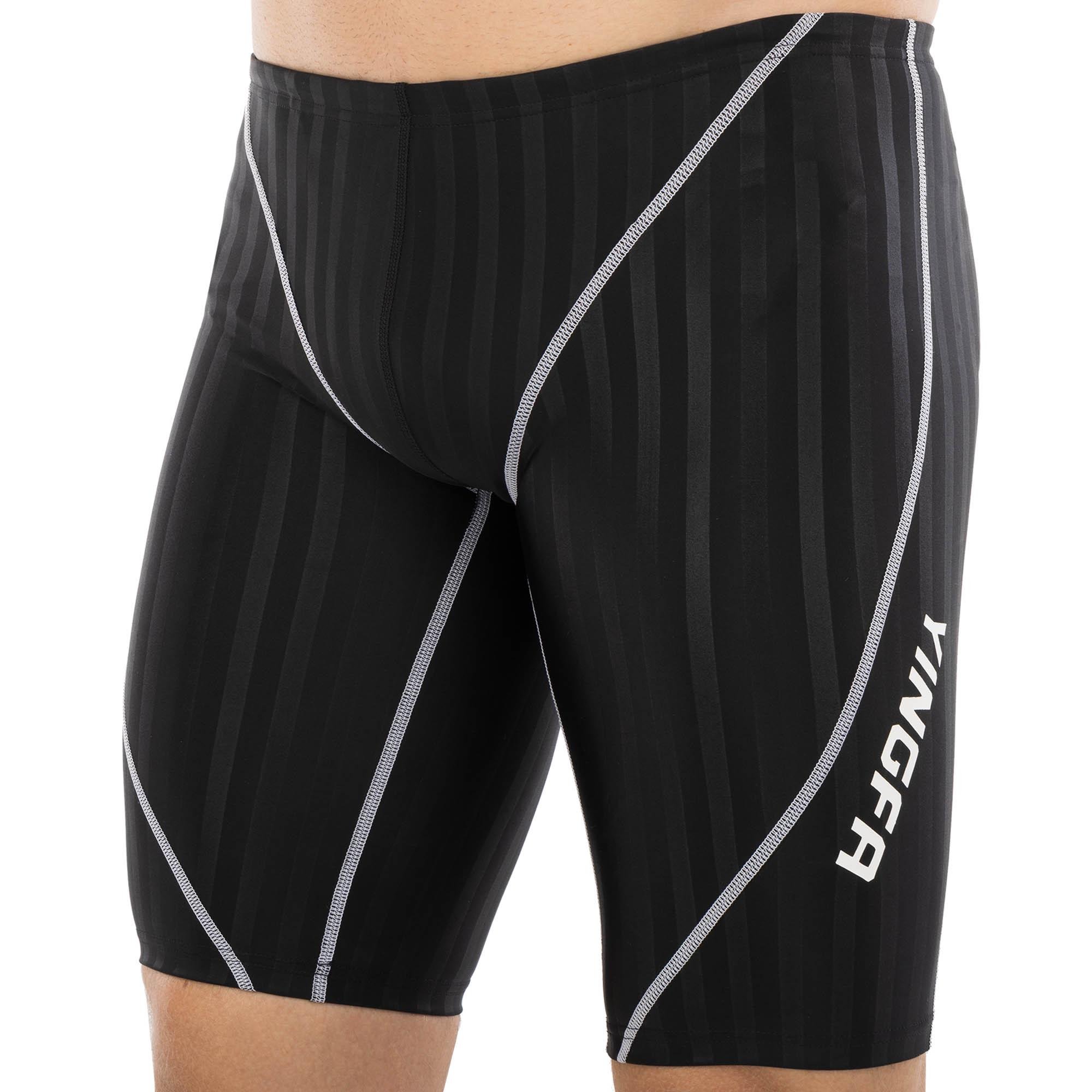 Плавки боксери чоловічі для плавання YINGFA 9102 XL Чорний/Сірий (9102_Черный-серый_XL_(165-170)