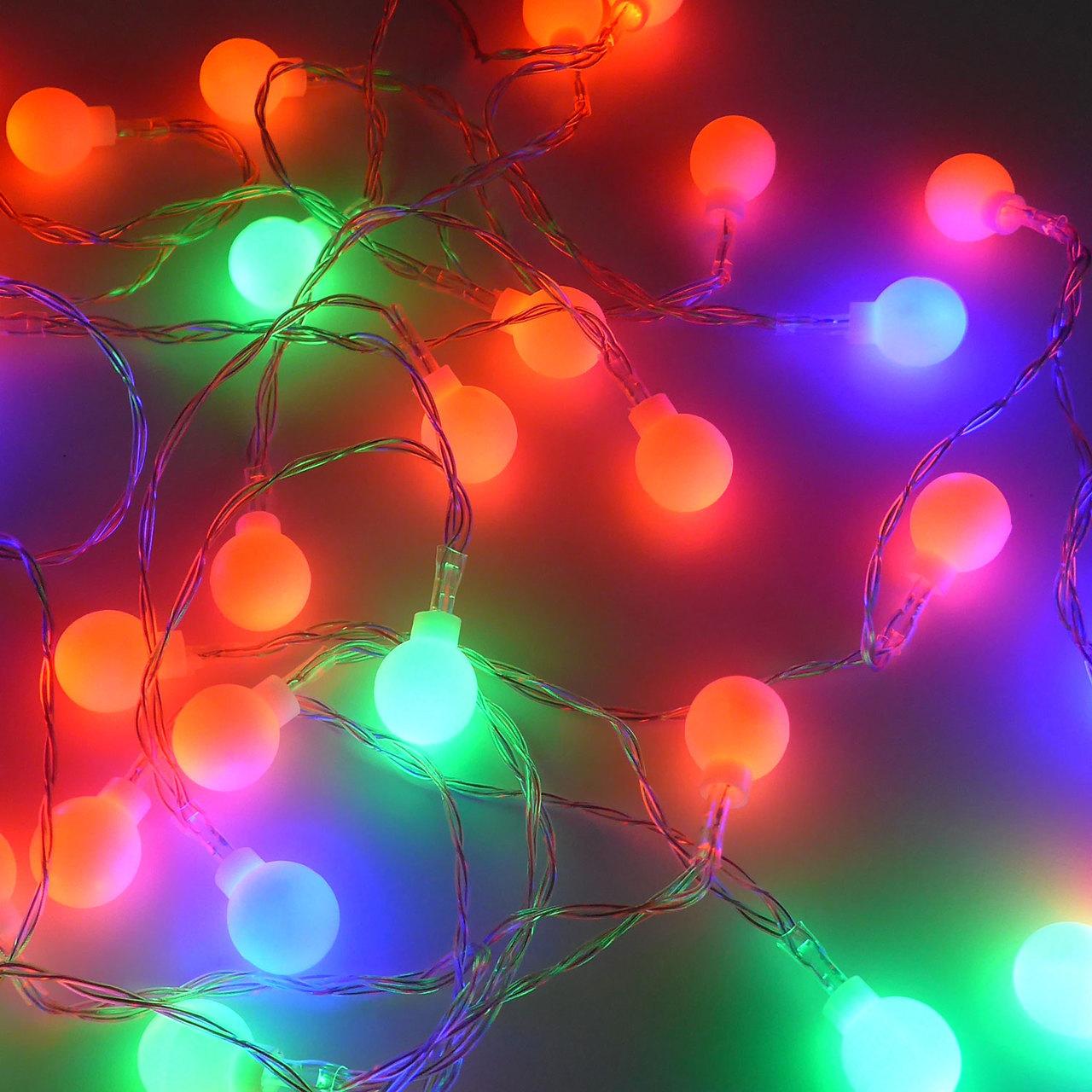 Гирлянда нить светодиодная Oscar UBE-19 20 LED 4 м Шарики Твинки матовые Мультиколор
