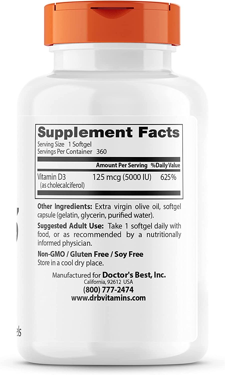 Витамины Vitamin D3 5000 IU 360 softgels - фото 2 Витамины Vitamin D3 5000 IU 360 softgels - фото 2