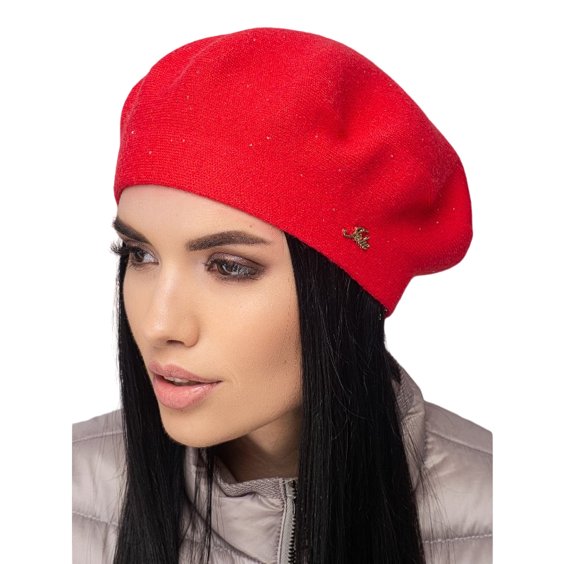 Берет женский Leks Долина двойной с пайетками Багровый (128949)