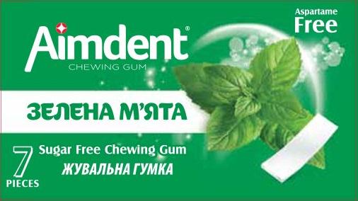 Жевательная резинка без сахара Aimdent 7 стиков Зеленая мята