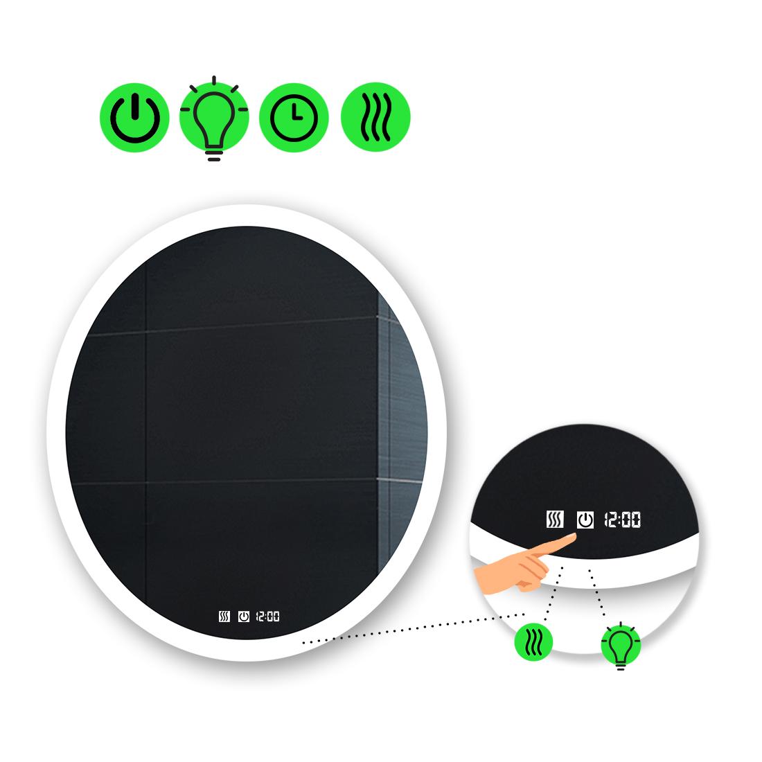 LED-зеркало 100x100 см с двумя сенсорами часами и подогревом модель Amor