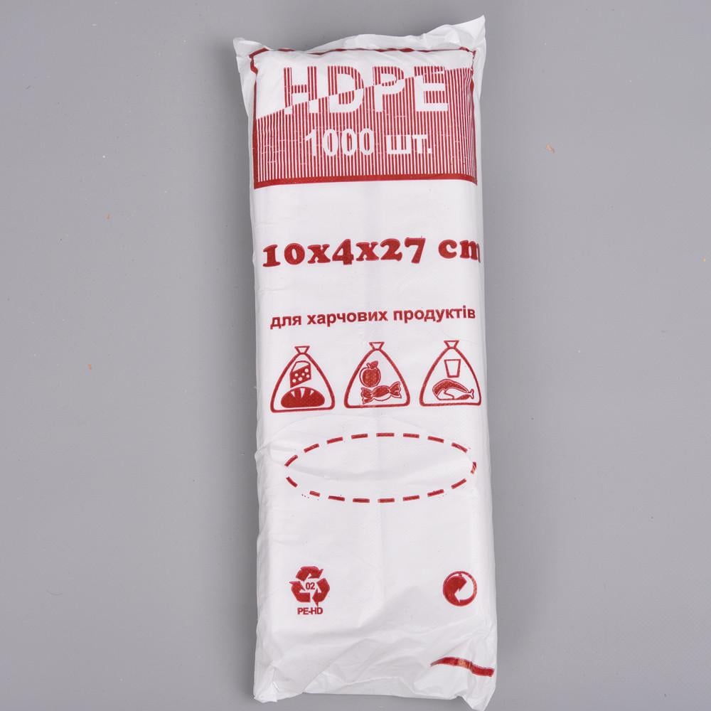 Пакеты фасовка HDPE 10х4х27 см 1000 шт. (627)