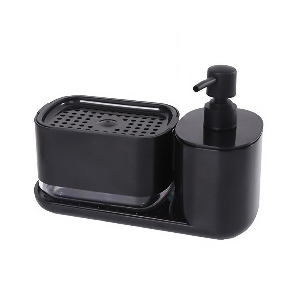 Диспенсер для моющего средства с держателем губки-мочалки Черный (26206030)