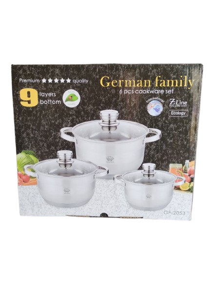 Набір каструль з кришками German Family GF-2053 нержавіюча сталь 6 пр. (GF-2053) - фото 2