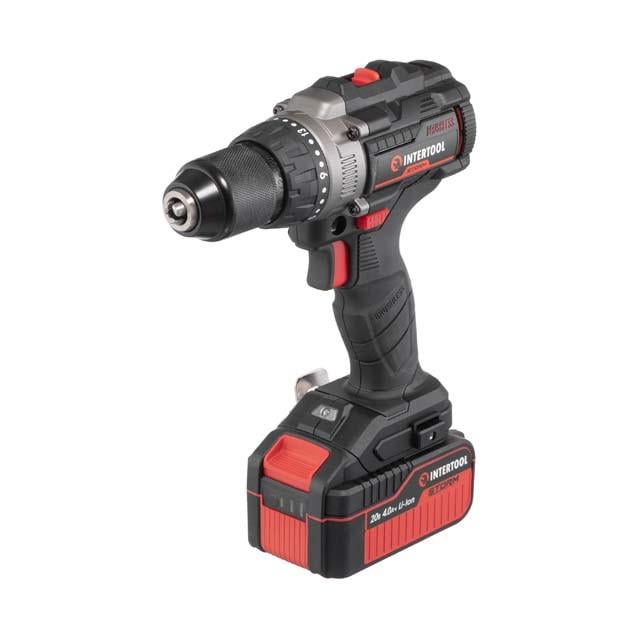 Дрель-шуруповерт аккумуляторный Intertool WT-0361 ударный с бесщеточным двигателем 20 В Li-Ion 4,0 Ач + ЗУ 4 А/кейс (8185906)