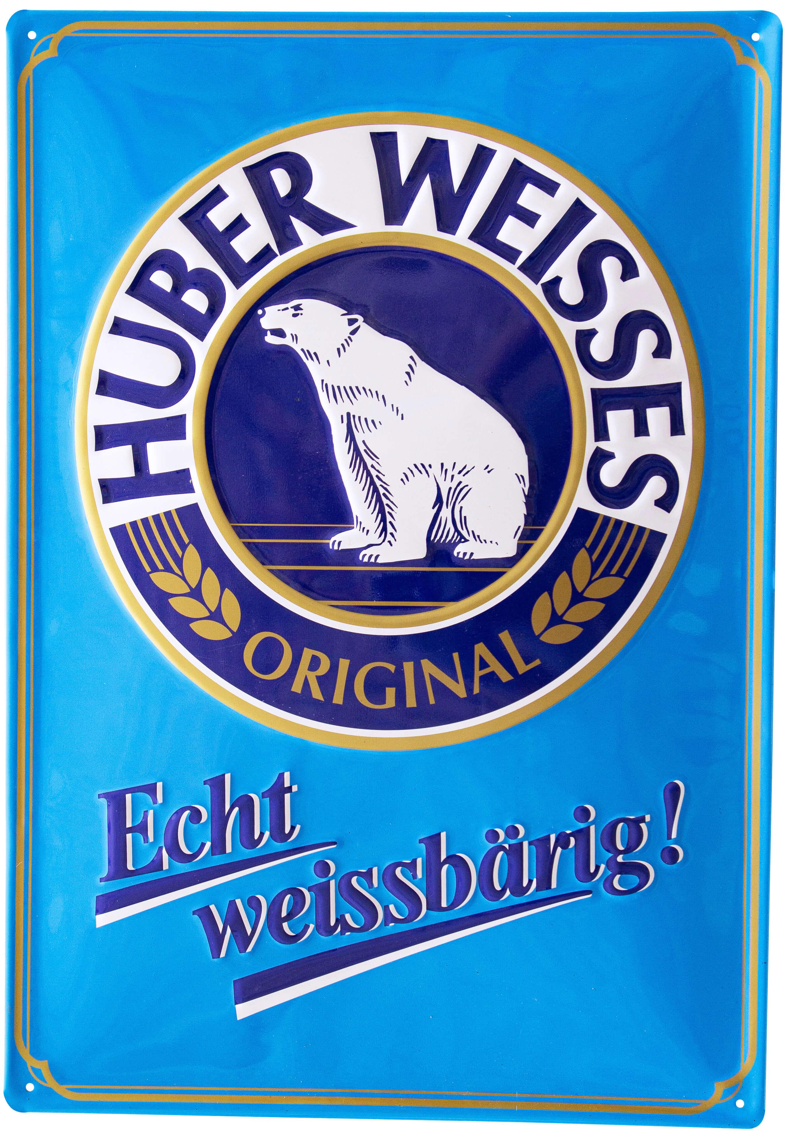 Табличка металлическая Huber Weisses Настоящий Белый Медведь! 34х49 см
