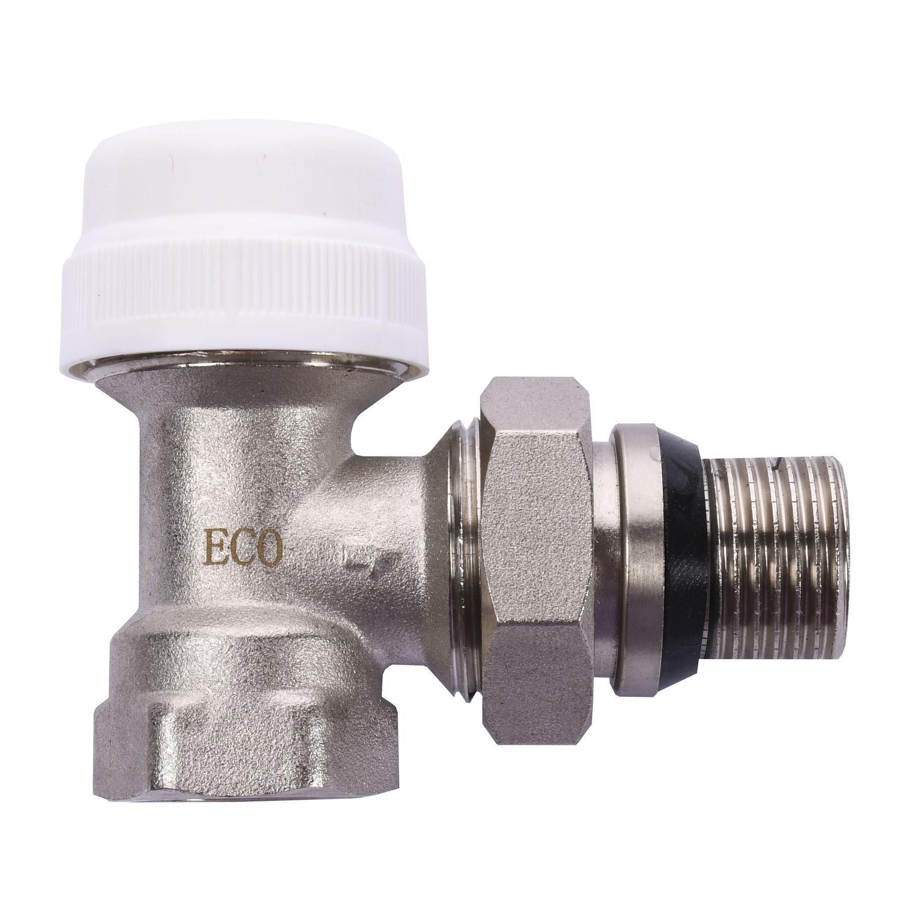 Кран для радиатора угловой ECO TECHNOLOGY ECO5017 ECO5027 под термоголовку с уплотнителем 1/2" (000016162)