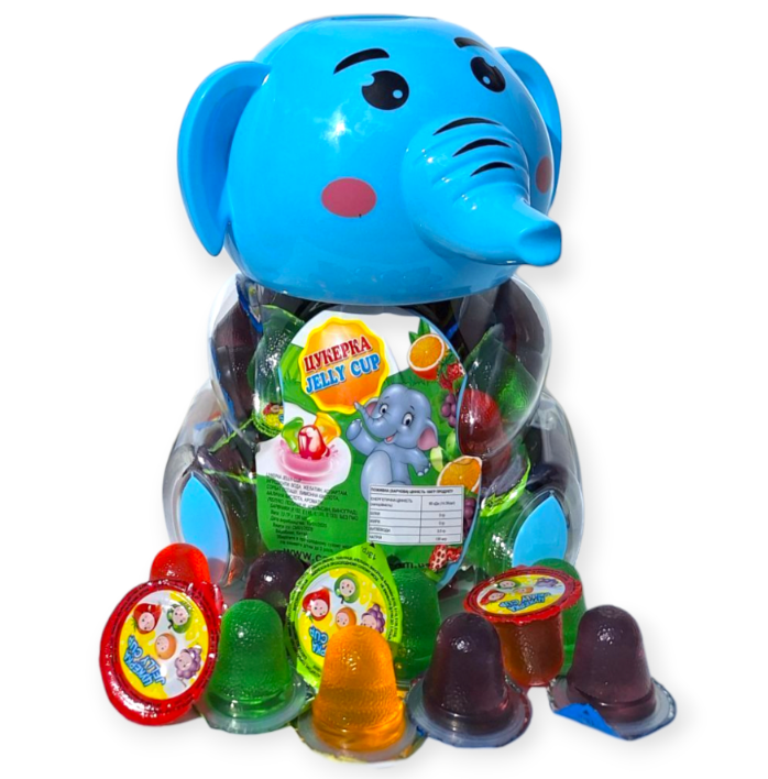 Желейное ассорти Fruit Jelly Jelly Cup в банке в форме слоненка 100 шт. (1469455361)