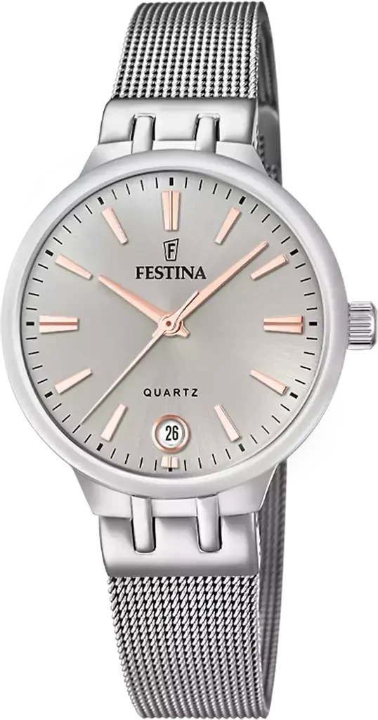 Наручные часы женские Festina F20712/1 Mademoiselle со стальным корпусом WR 50 м и серебристым циферблатом