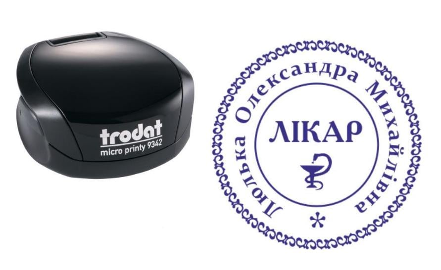 Печать Врача на карманном оснащении Trodat Micro Printy 9342 d 30 мм Черный (Л17/9342/B)