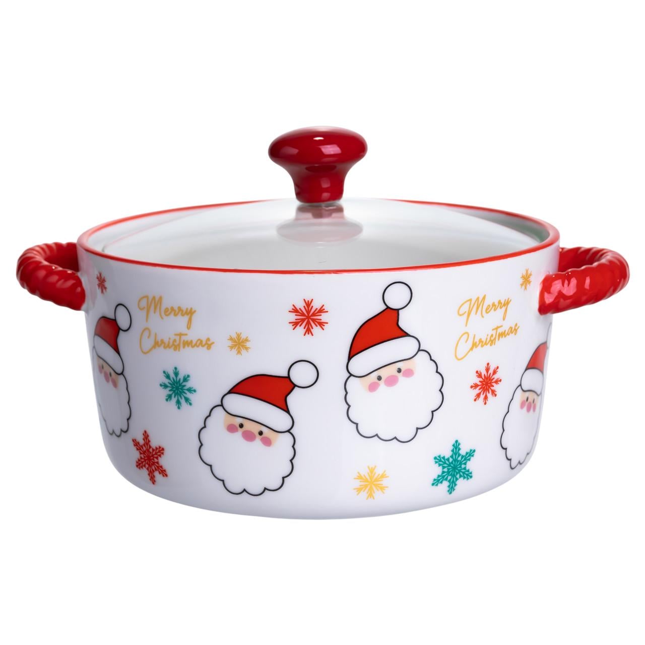 Супниця порцелянова Santa новорічна 800 мл з кришкою Yiwu (FM-CS-9A)