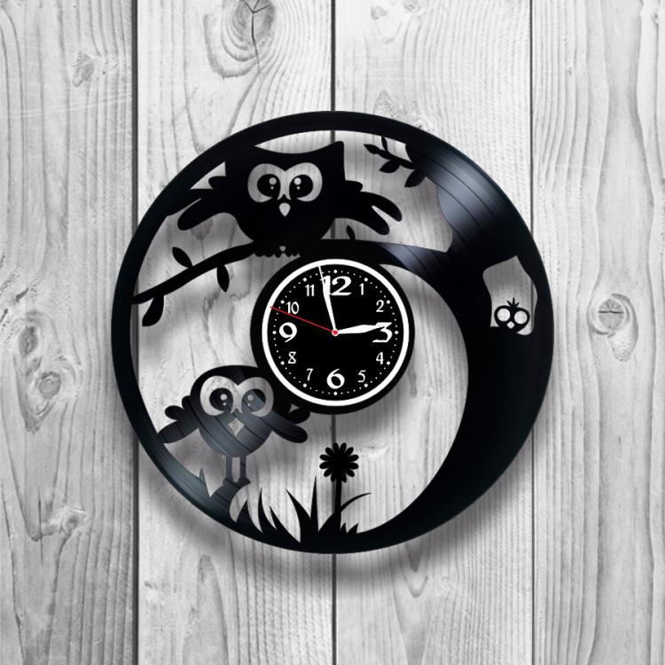 Часы настенные Сова 0231 из виниловой пластинки