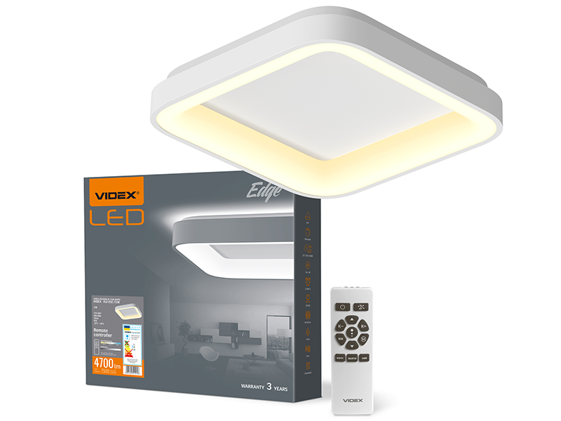 Світильник світлодіодний накладний Videx квадратний EDGE-SC-72W 2700-6000K White (VLE-ESC-72W)