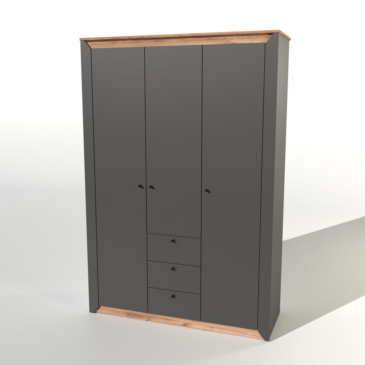 Шкаф трехдверный Эверест Нордик-1400 Графит/Дуб крафт золотой (DTM-5538)