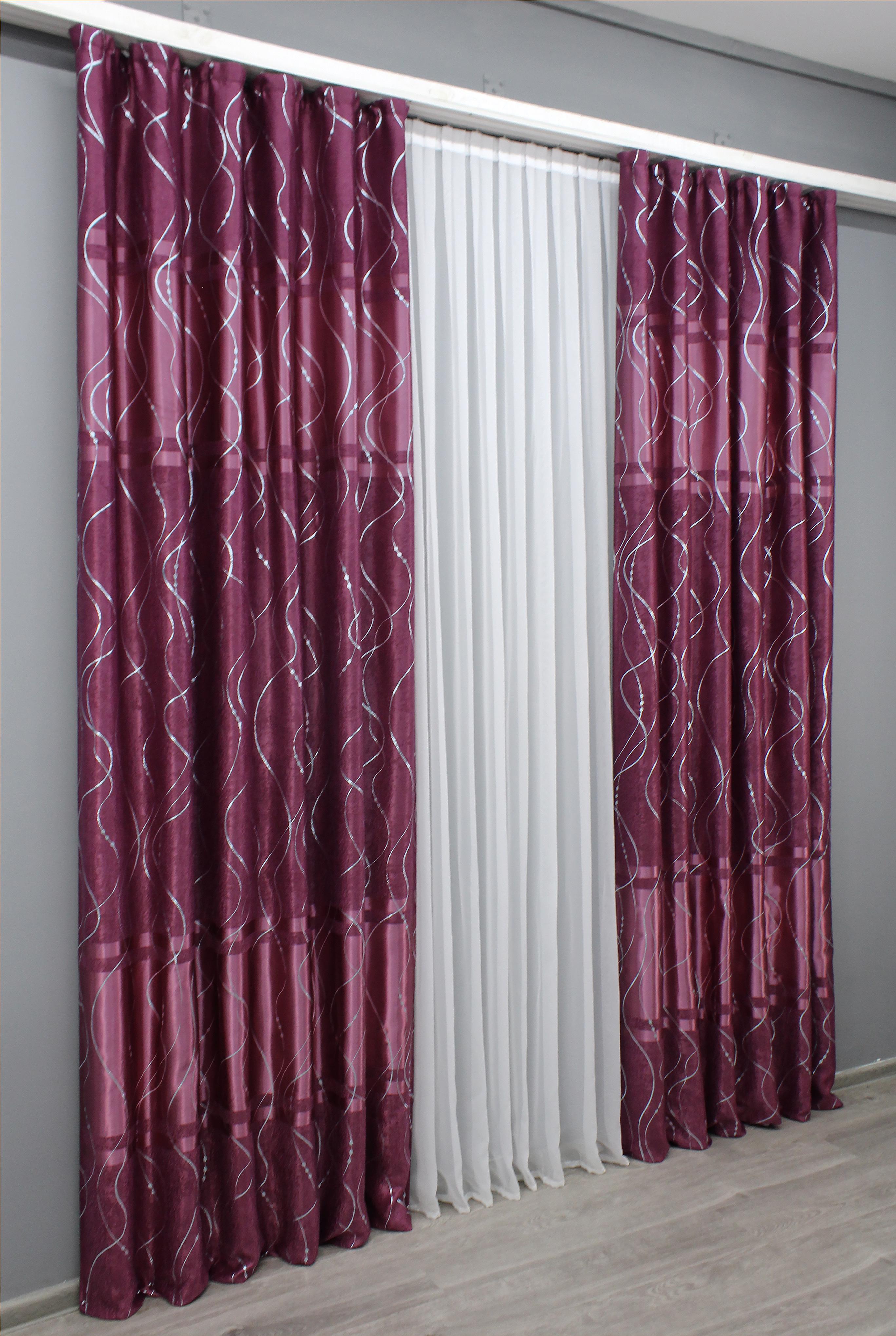 Комплект готовых штор VR-Textil Софт Лиана №459ш 150х270 см 2 шт. Малиновый (30-199) - фото 3 Комплект готовых штор VR-Textil Софт Лиана №459ш 150х270 см 2 шт. Малиновый (30-199) - фото 3