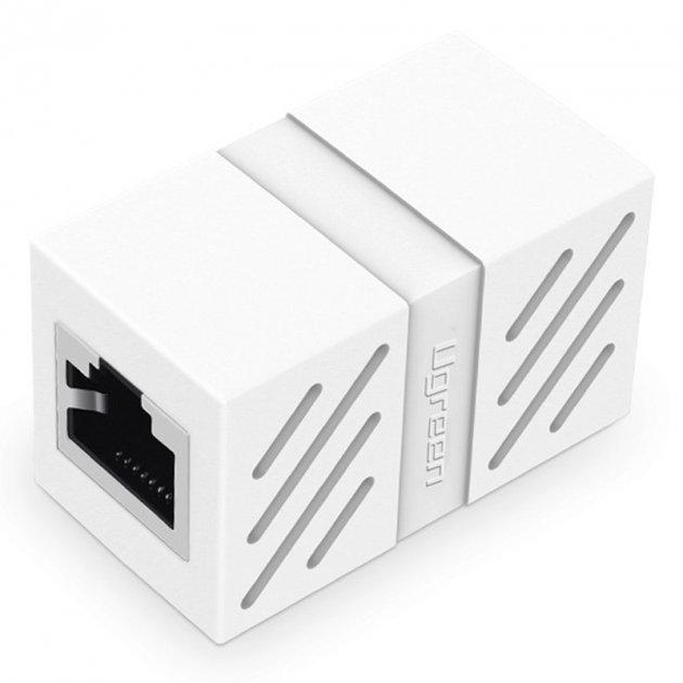 Соединитель витой пары Ugreen RJ45 Cat7 Cat6 Cat5e разъем-удлинитель Ethernet White (NW114)